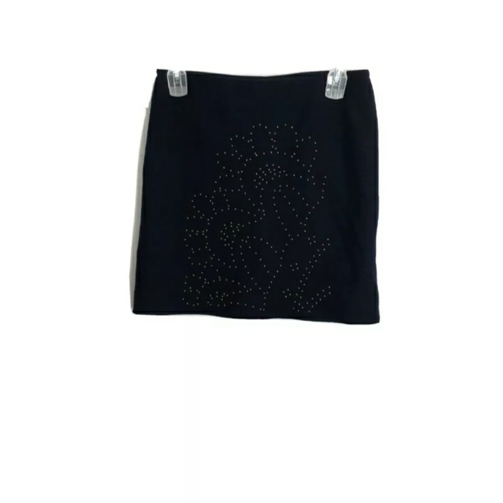Marc Cain Mini Pencil Skirt 100% Virgin Wool Studded Sz N4 US Sz 10 Pull On